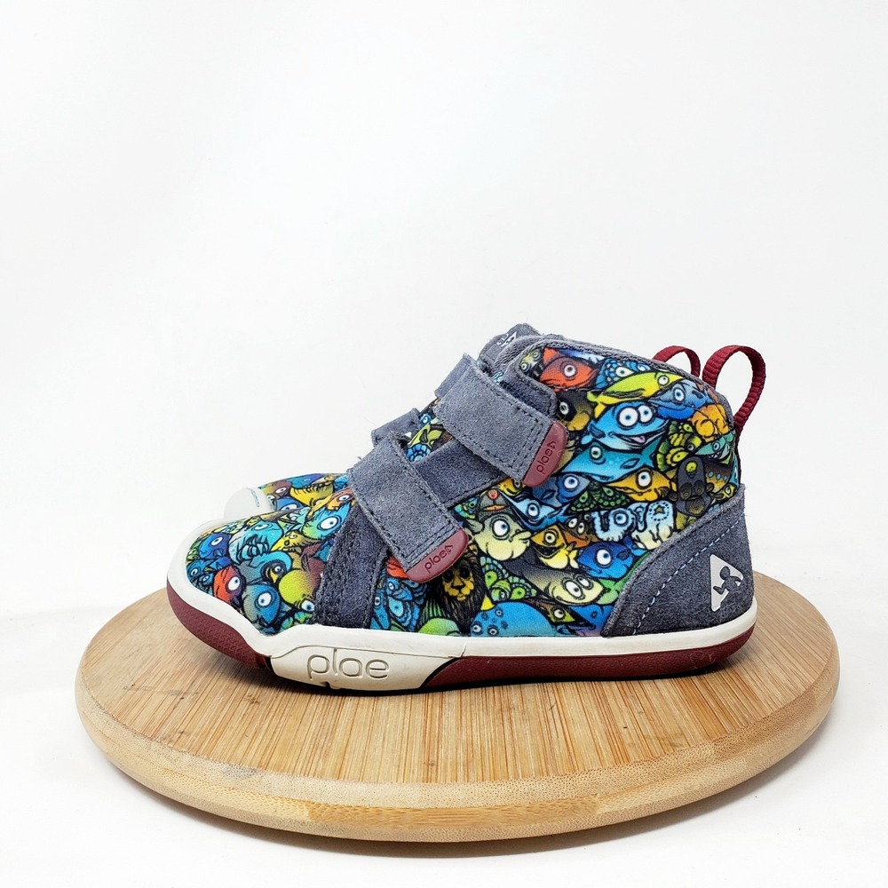 Plae MAX Shoes Kids 10 Odyssea Hi Top Fish Little Boys Girls Straps Play Sneaker